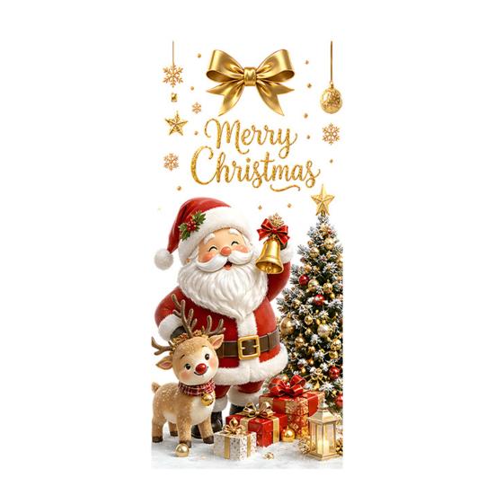 Decorative Stickers for Store Christmas Window Clings, Cute Snowman Santa Penguin Reindeer Durable Sunproof Glass Decal Glass, Reusable Holiday Static
