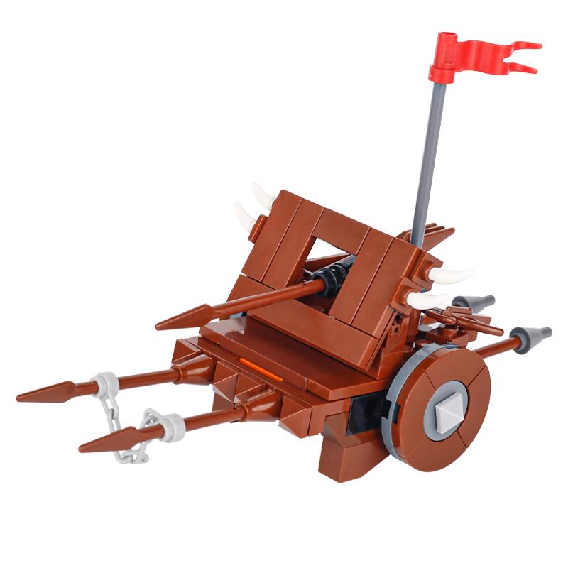 MOC Средневековые военные строительные блоки солдаты фигурки аксессуары костер палатка транспорт повозка боевой конь оружие кирпичи игрушка