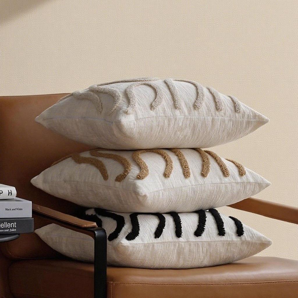 Bohemian Shawl Pillow Cover Set, Embroidered Geometric Pattern Decorative Cushion Covers for Living Room and Bedroom, Sofa Home Décor with Zipper