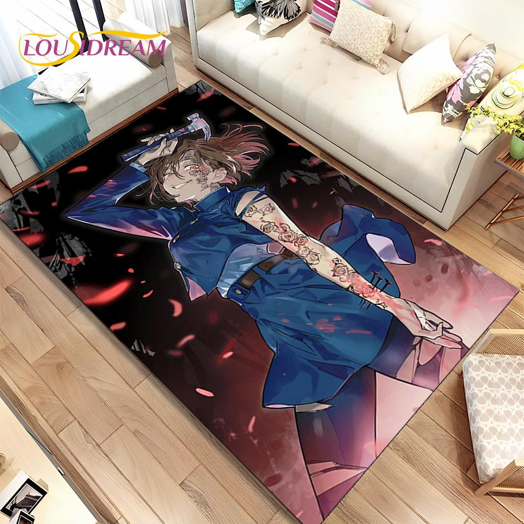 Jujutsu Kaisen Аниме Мультфильм Коврик Большой, Коврик для гостиной Спальня Диван Коврик Украшение, Детский Нескользящий Коврик