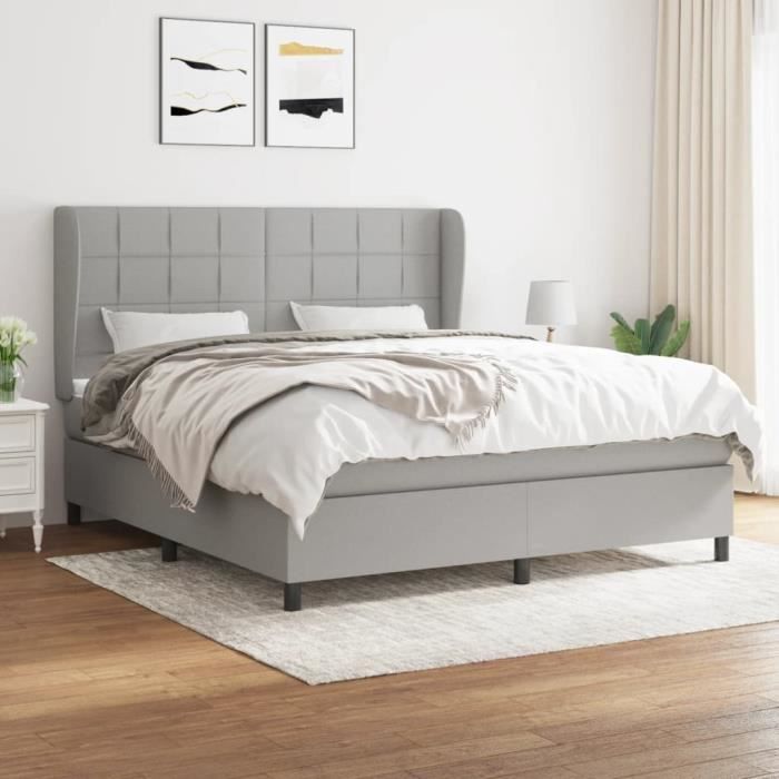 3127973 vidaXL Divan Bed with Mattress Light Grey 160x200cm Fabric