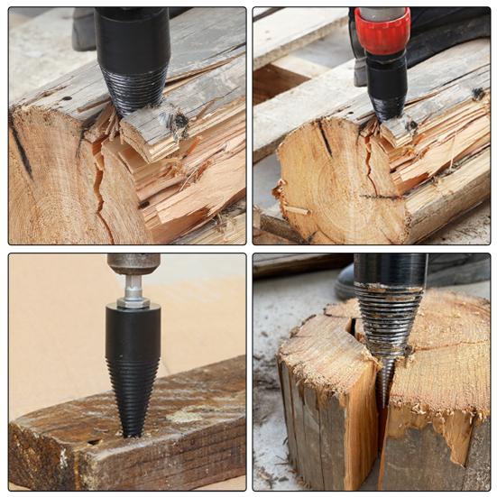 Набор сверл для дров Сверхпрочный колун для дров Съемные электросверла Винтовой конус Инструмент-насадка Инструмент для заготовки дров для колки дров