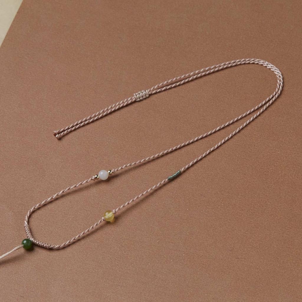 Изысканный плетеный шнур для ожерелья из восьми нитей с регулируемой длиной из нефрита Хетан