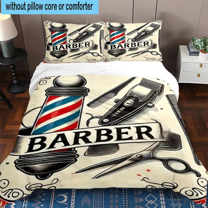 Barber Shop Pole Artwork 3pcs Bedding,Including 1pc Duvet Cover And 2pcs Pillowcases Perfect for Christmas,Ideal for Bedroom, Dormitory