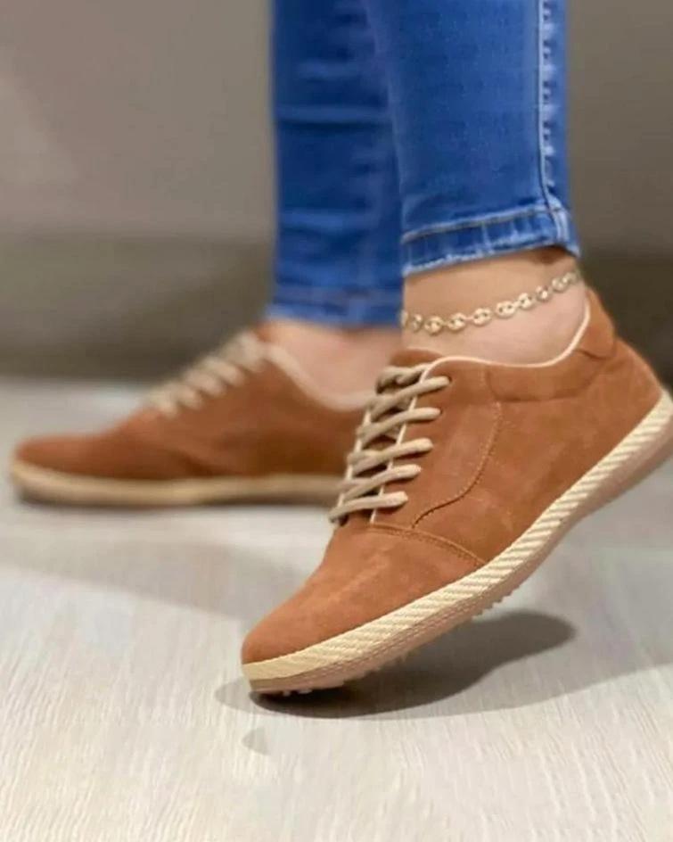 Women Shoes Autumn Casual Female Sneakers Flats Fall Dress Big Size New Cross Winter PU Leisure Rubber Cross-tied Wedges