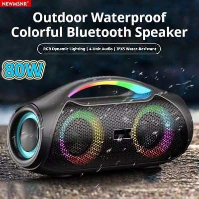 80 Вт Высокомощный Шокирующий Бас RGB Bluetooth Динамик Портативный Объемный Звук Водонепроницаемый Беспроводной Сабвуфер Бумбокс Домашнее Караоке