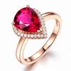 Винтажные капли воды красные кристаллы рубины драгоценные камни бриллианты кольца для женщин 14k розовое золото цвет ювелирные изделия бижутерия Bague романтические подарки