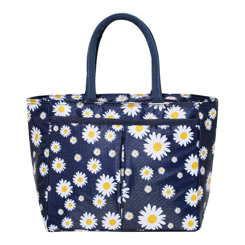 Daisy Printed Lunch Bag Thermal Insulation Large Capacity Handbag Cute Picnic Drinks Lunch Box Storage Bag Portable Lunch Pouch