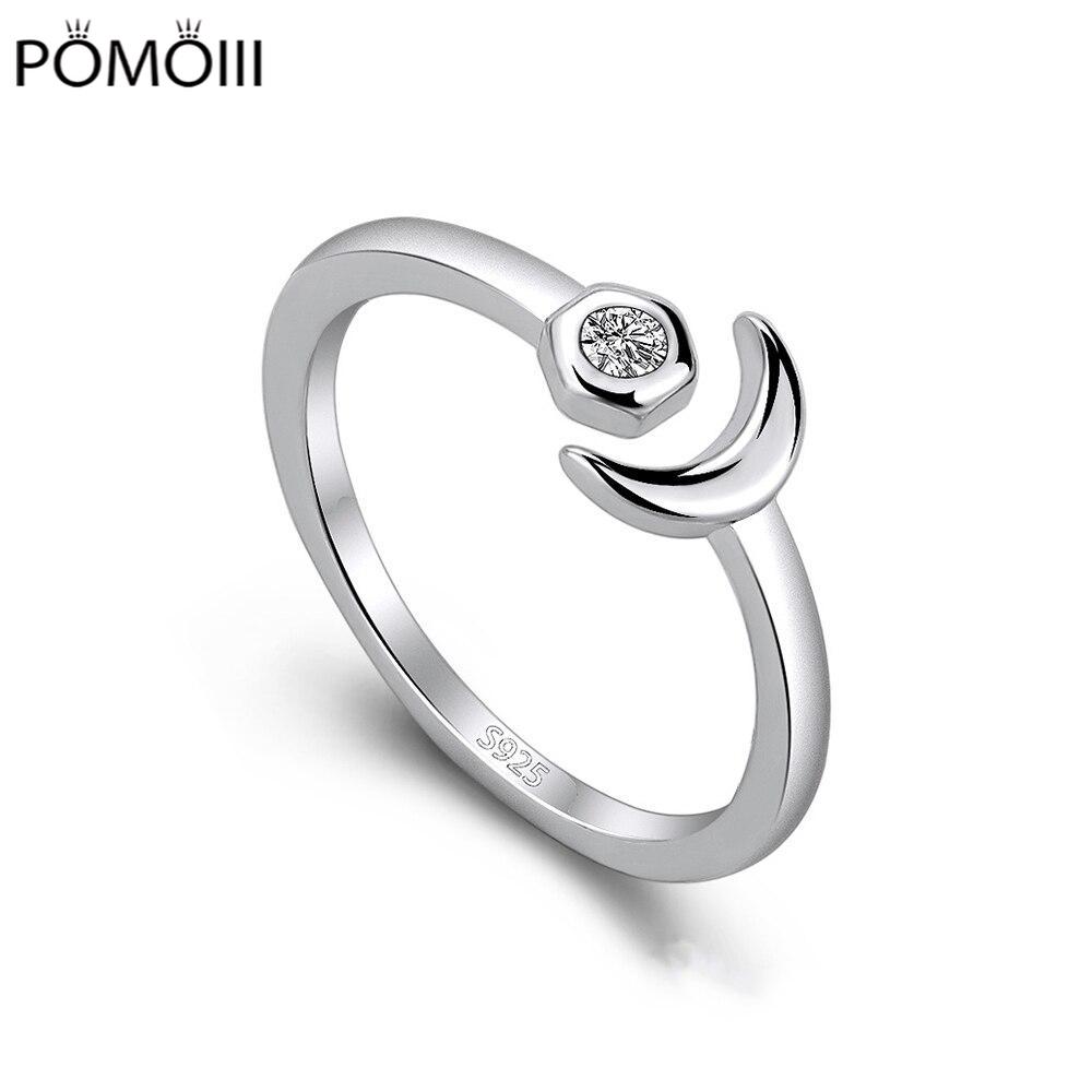 Новое женское кольцо из стерлингового серебра 925 пробы, модное кольцо с изгибом полумесяца и цирконием, регулируемые кольца на указательный палец, ювелирные изделия, подарок на годовщину