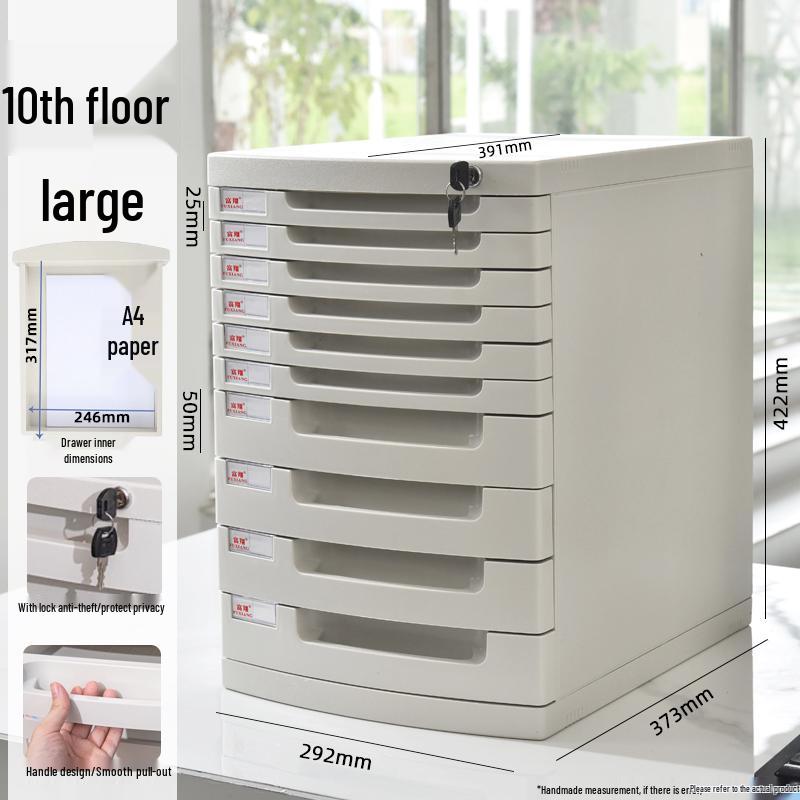 Lockable Multi-Layer A4 File Cabinet Drawer - Plastic Office Storage Box