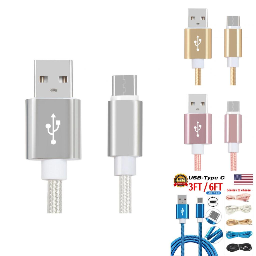 Прочный и стильный нейлоновый прочный плетеный кабель USB-C Type-C 3.1 для синхронизации данных и зарядки