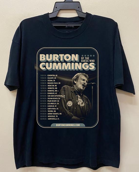 Burton Cummings и его группа в туре 2025 Футболка Полный размер S-5XL Унисекс Футболка