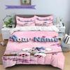 Diddl Custom Name Pattern Bedding,Quilt Set Quilt Cover Pillowcase Home Birthday Gift(1 * duvet cover + 2 * pillowcase, without core)