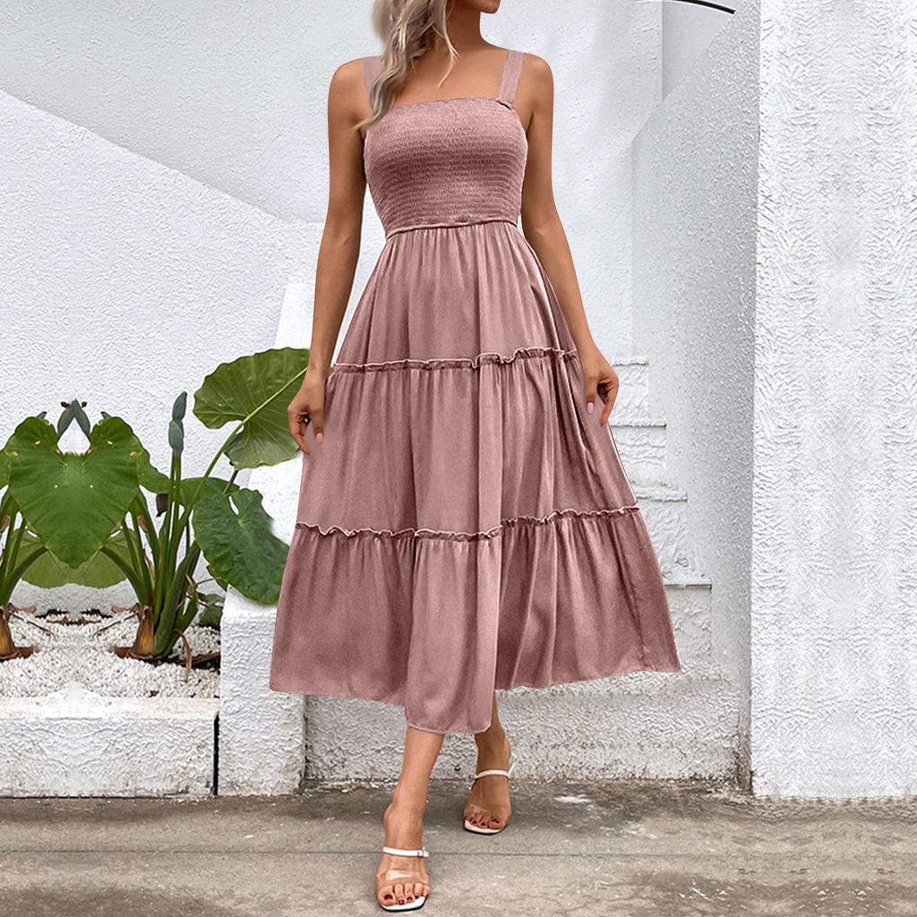 Женские модные свободные плиссированные пэчворк без рукавов однотонные повседневные платья