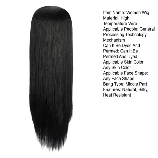 Женский длинный прямой парик, средняя часть, натуральные шелковистые термостойкие высокотемпературные волокна, женские черные, коричневые, светлые синтетические волосы