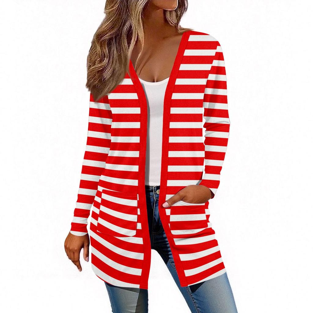 Women's Long Sleeve Cardigan Casual Jacket With Pockets Top