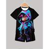 Модная мужская повседневная футболка с 3D-принтом, пуловер с коротким рукавом, шорты, футболка, комплект для мальчиков, для улицы