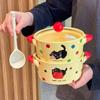 Высококачественная миска для лапши быстрого приготовления Apple Cat с крышкой, студенческая керамическая миска для порошка улитки для общежития, специальная миска, большая миска, суповая миска