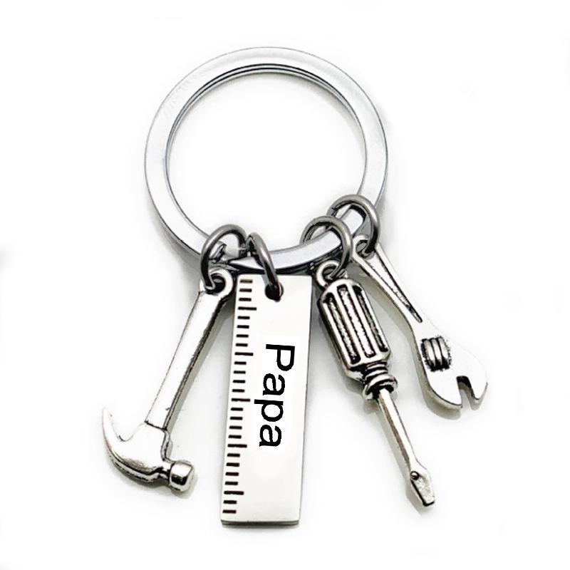 Fashion Dad Letters Keychains Creative Hammer Screwdriver Wrench Keyring Handbag Decor Tassel Hanging Pendant Father's Day Gifts