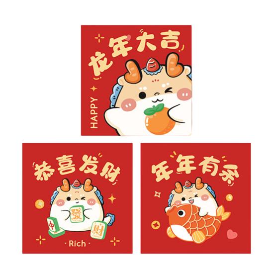 6 шт. китайские новогодние красные конверты с рисунком дракона хорошие благословляющие буквы традиционные китайские красные конверты