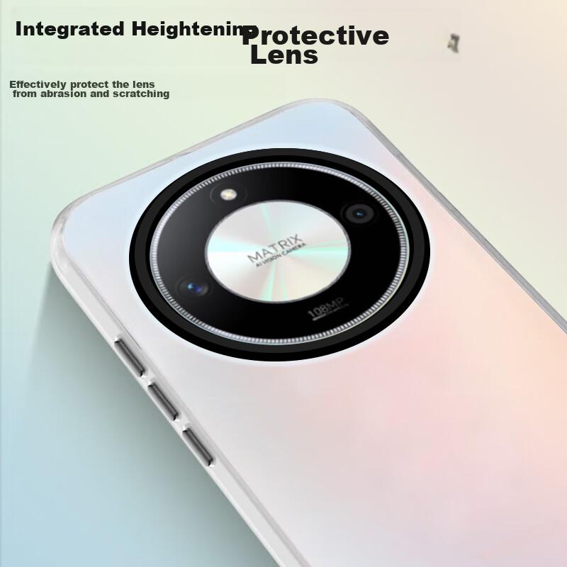 Baozou Phone Case for Honor X50, Honor X50 Protective Cover, Silicone Soft Edge Simple Anti-Drop Laser Gradient Premium Frosted Hard, Gray