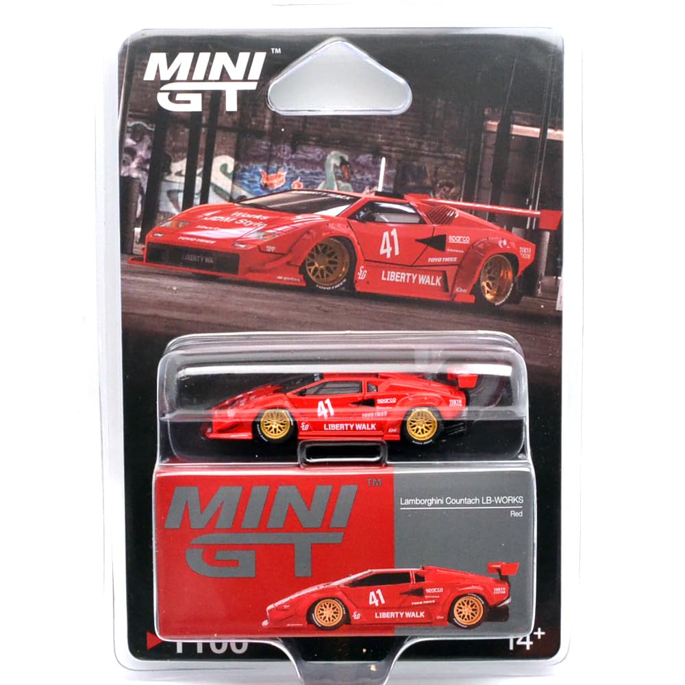 MINI GT масштаб LAMBORGHINI COUNTACH США MiJo Toys Ограниченная серия Lamborghini Countach Блистерная упаковка 164 LB-WORKS (RED) LB-РАБОТЫ (красный) MGT01100-BL