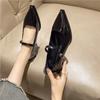 Модные женские модные французские повседневные туфли с острым носком Kawaii однотонные женские туфли с плоской подошвой и металлическим мелким носком Mary Slim Shoes