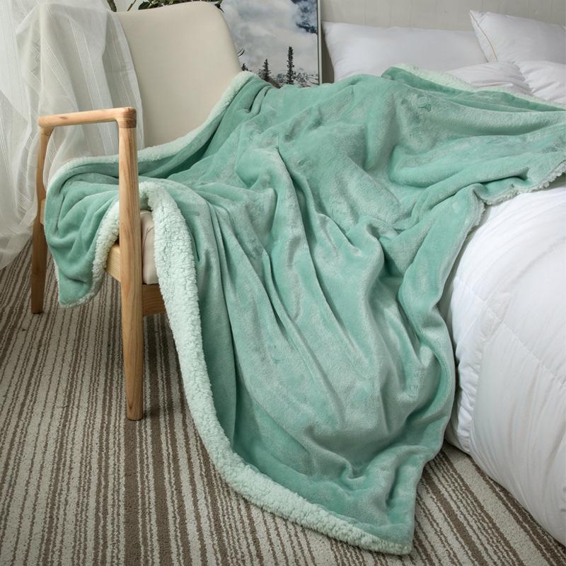 Двухслойное одеяло Xianci из натуральной шерсти ягненка и кораллового флиса для дивана и офиса