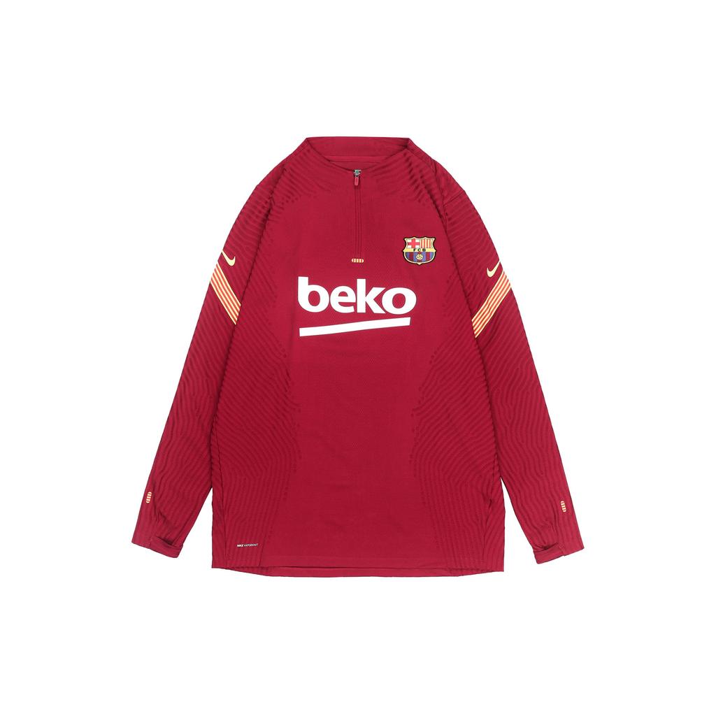 Nike Striped Half-Zip Long Sleeve VaporKnit Barcelona Player Version Jersey Men Tops Red CD5968-621