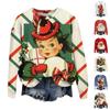 Women's Casual Fashion Christmas Printing Long Sleeve O-Neck Pullover Hoodies