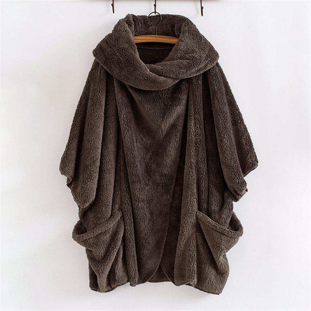 Women Suede Hooded Long Sleeve Solid Color Suede Loose Hooded