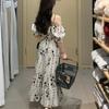 New Gentle Embroidery Chinese Style Off Shoulder Bubble Sleeve Dress First Love Waist Long Dress