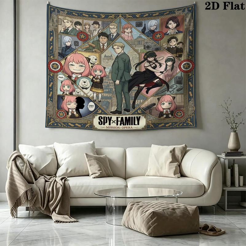 Spy Family Wall Tapestry Aesthetic Wall Hanging Printed Fabric Blanket Decorative Tapestries For Bedroom Living Room Home Decor