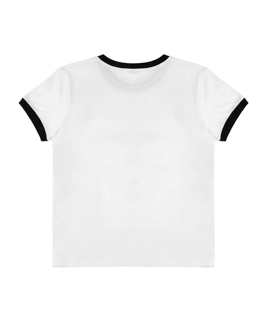 SAINTPAIN Sp Lettering Star Crop Ringer T-Shirt White