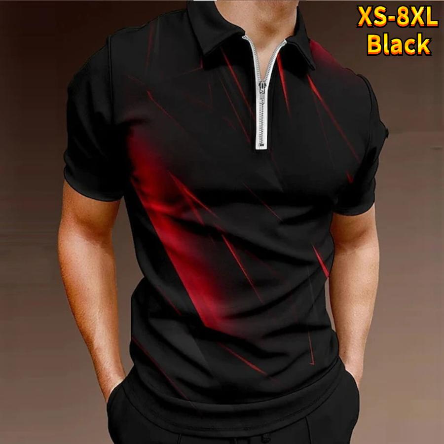 Casual Lapel T-shirt Young Men's Fashion Zipper T-shirt Short Sleeve T-shirt Men's 3D Flying Butterfly Print T Shirt