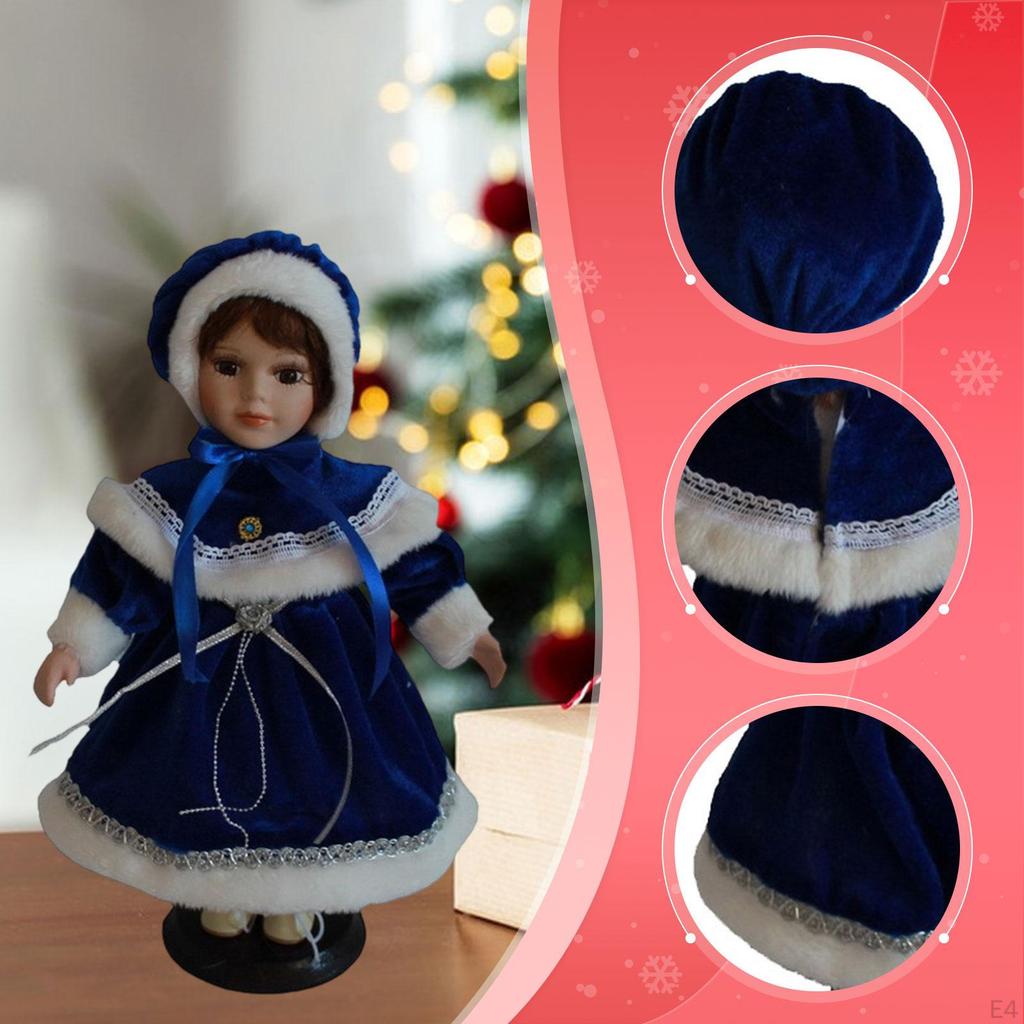 Porcelain Doll Ceramic In Outfit Beautifully Crafted with Hat Makeup Face Collectible