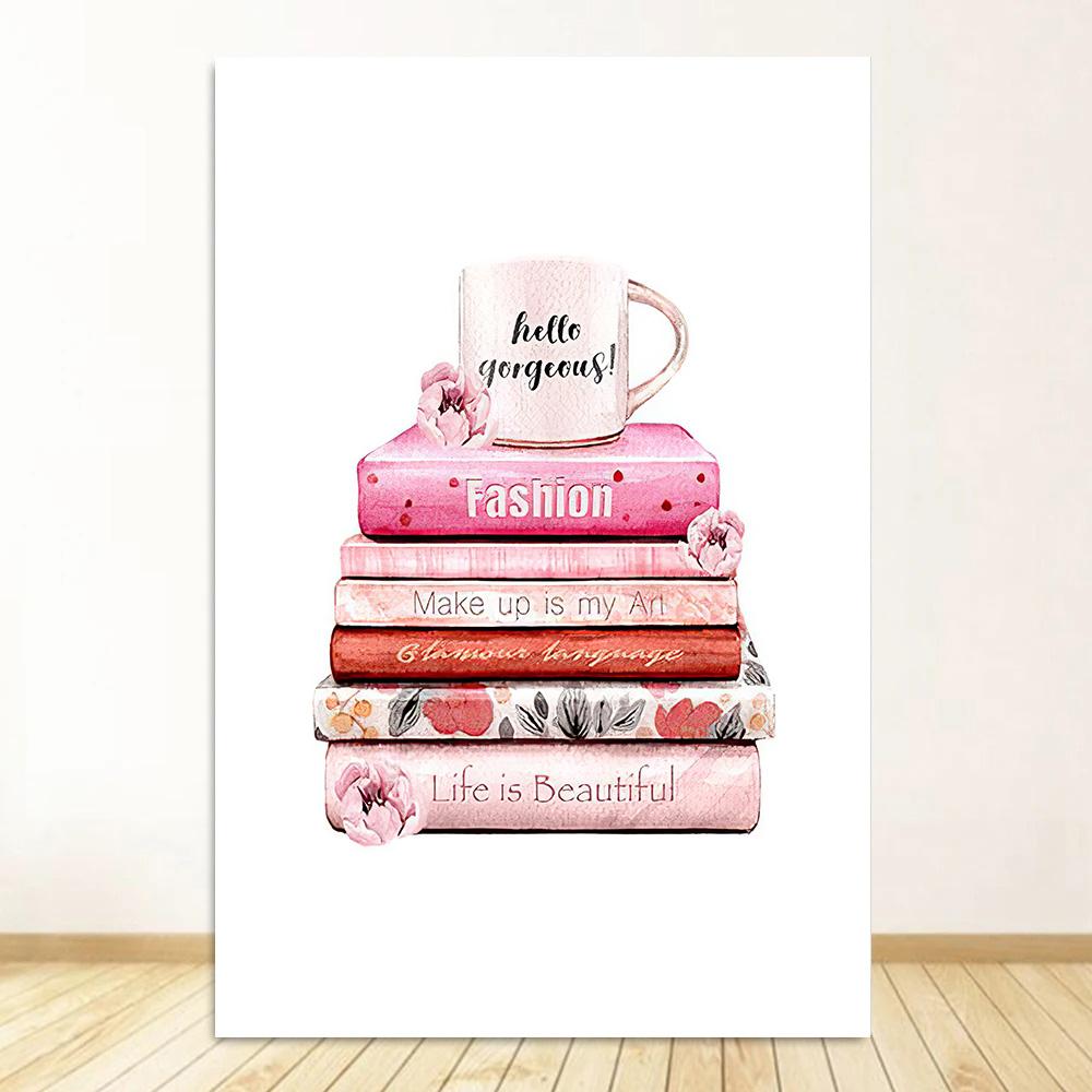Мода Девушка Искусство Холст Картина Флакон Духов Каблуки Губная Помада Сумка Скандинавские Постеры и Принты Настенные Картины Декор Комнаты