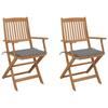 Day and Night - Day and Night Folding Garden Chairs 2 Units and Cushions Solid Acacia Wood
