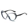 Rhinestone Personalized Glasses Frame, Trendy Cat Eye Diamond Flat Mirror Handmade Woman