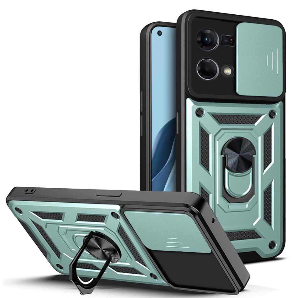 Чехол для OPPO Reno7 4G Чехол для OPPO Reno8 4G Чехол для OPPO Reno 7 4G Магнитное кольцо-держатель Бронированный чехол для телефона Защита камеры сдвижной задняя крышка