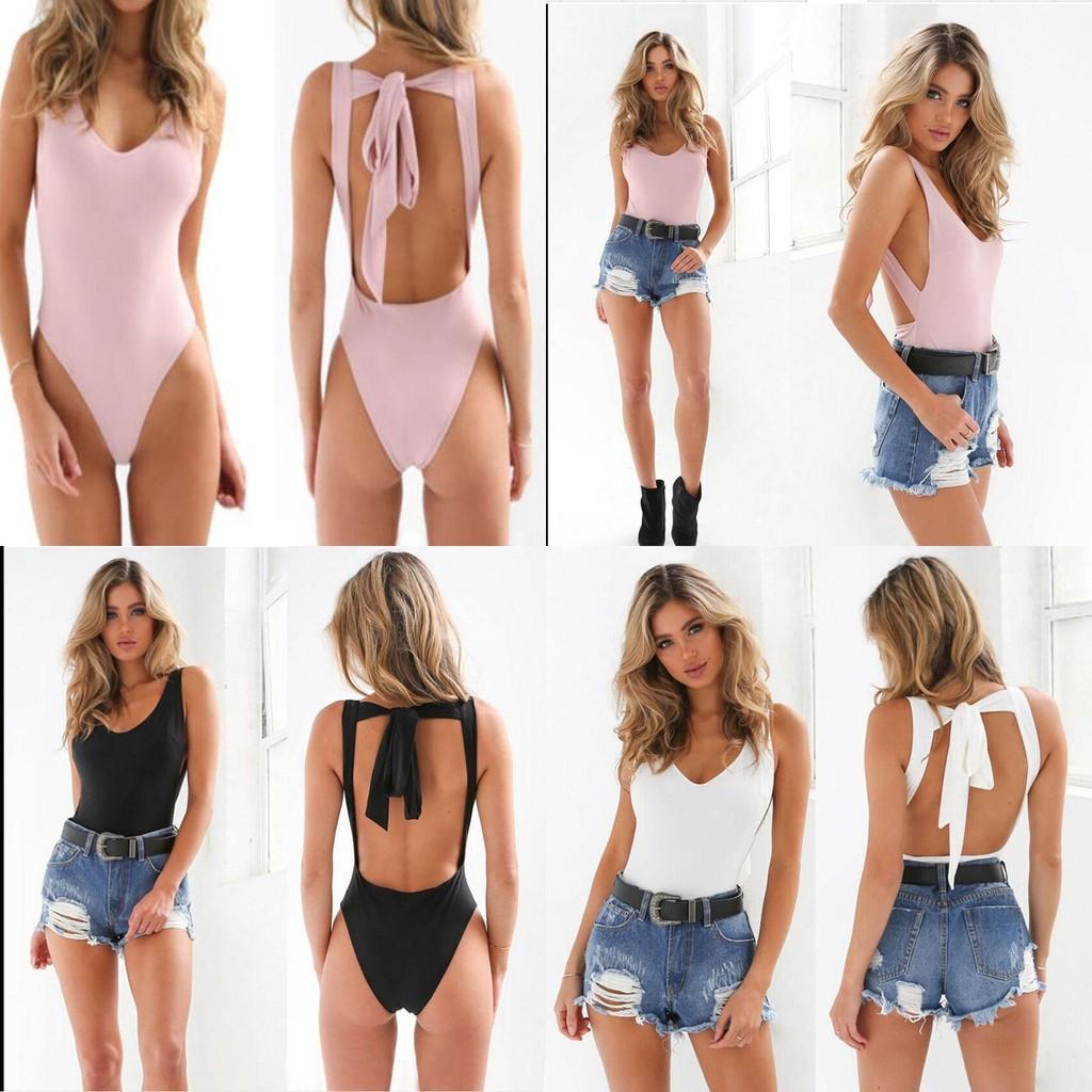 Elegant Women Sexy One Piece V Neck Bandage Swimwear Beach Backless Swimming Suit For Stylish Summer Days