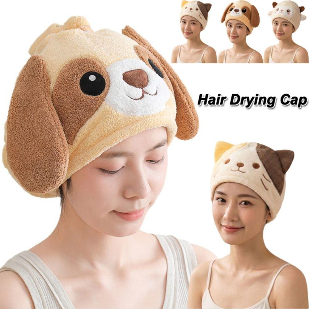 Soft Plush Hair Drying Cap Cartoon Shower Cap Cute Dry Hair Caps Hair