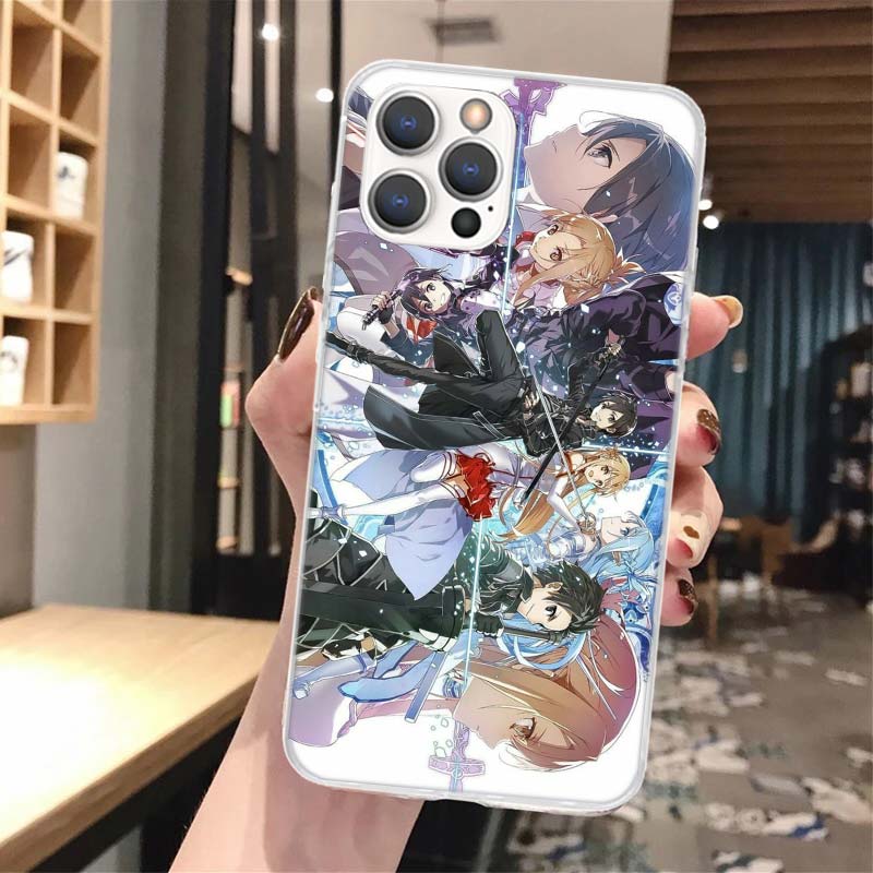 Аниме Sword Art Online SAO Мягкий чехол для телефона для iPhone 16 15 14 13 12 11 Pro Max X XR XS 7 Plus 8 + SE 16Max С рисунком Индивидуальный C