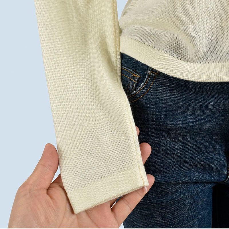 Semi-Transparent Lightweight Knitting Long Sleeves Tops Women's Six Wool Spring and Summer Inner Wear Thread Fitted Slimming Sweater Outwear