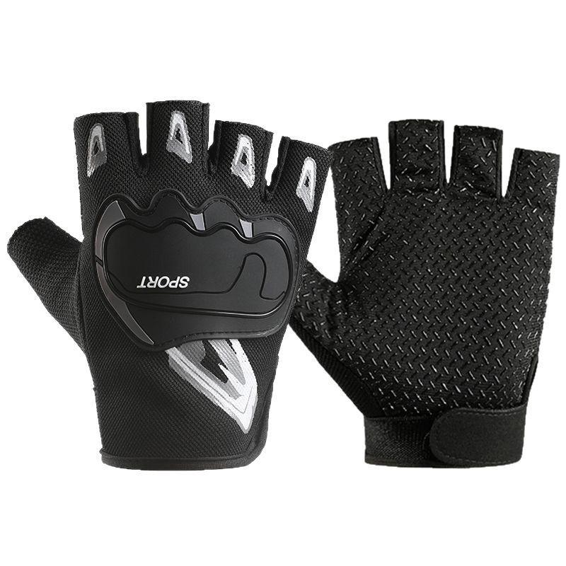 Mens Half-Finger Cycling Gloves Breathable Mesh Anti-Slip Motorcycle Driving Sport