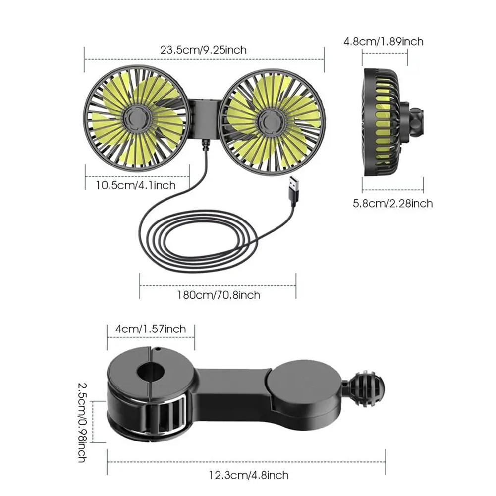 USB автомобильные охлаждающие вентиляторы для седана, внедорожника, автофургона, грузовика, 3 скорости, вращающиеся на 360°, задний подголовник транспортного средства, 5 В, мощная электрическая циркуляция воздуха