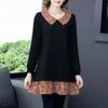 T-shirt Women's Fall and Winter Thickened Warm Ing Shirt Floral Shirt Loose Comfortable Casual V-neck Black Blouse