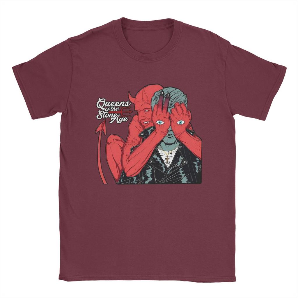 Men Queens Of The Stone Age Band T Shirts Cotton Clothes Vintage Short Sleeve O Neck Tee Shirt Plus Size T-Shirts