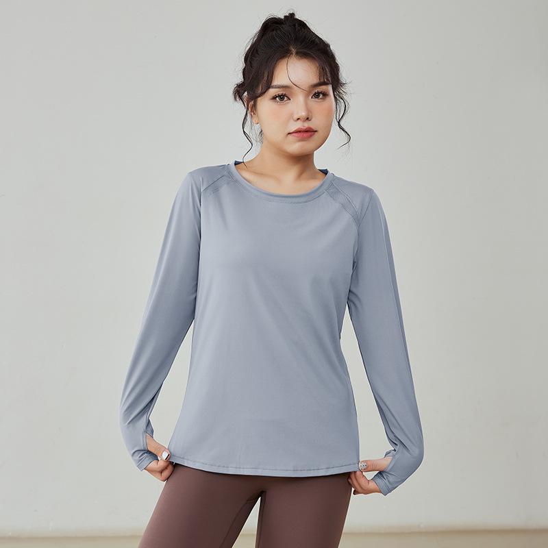Женская футболка с длинными рукавами из дышащего материала для йоги и бега - фитнес-топ весна/осень