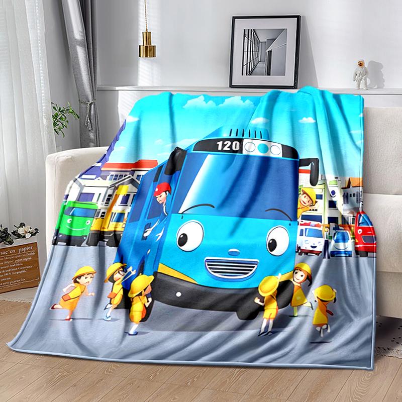1pc Blanket Tayo the Little Bus Print Design, Lightweight Blanket for Sofa, Bed- Soft &Warm, Gift for All Seasons like Christmas, Halloween